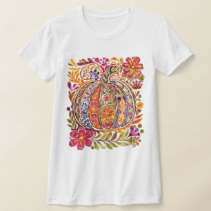 Camiseta de calabaza de arte popular pintada a man