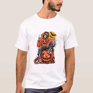 camiseta de calabaza de Halloween esqueleto