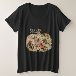 Camiseta de calabaza de Halloween Floral Aplicada