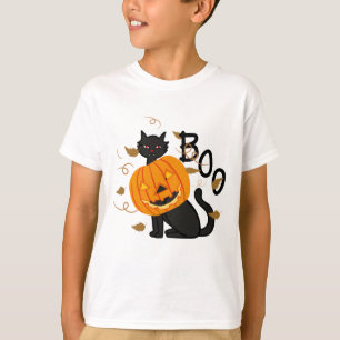 Camiseta de calabaza de Halloween para gato negro