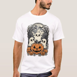 Camiseta de calabaza fantasma linda grabado vintag