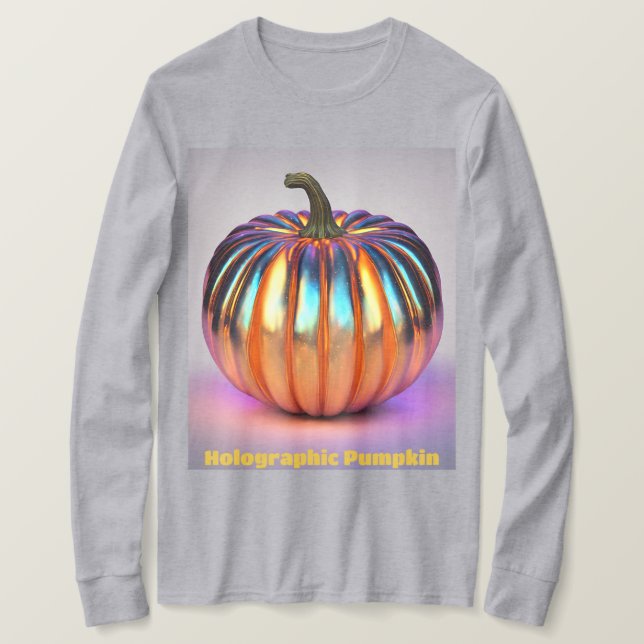 Camiseta de calabaza holográfica de otoño (Anverso del diseño)