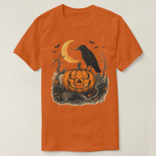 Camiseta de calabaza Jack O Lantern de cuervo de H