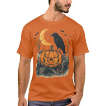 Camiseta de calabaza Jack O Lantern de cuervo de H