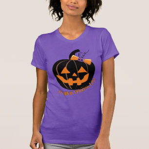 Camiseta de calabaza morada y espeluznante