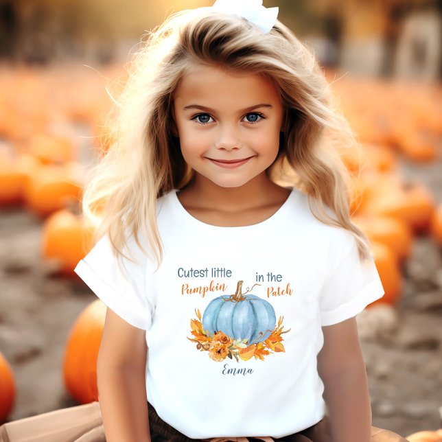 Camiseta de calabaza pequeña Cutest Nombre de la c (Cutest Little Pumpkin Fall Name Toddler T-shirt)