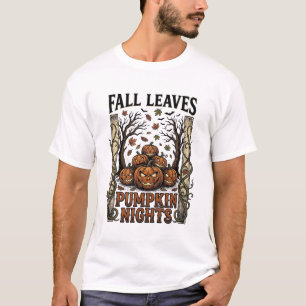 Camiseta de calabaza vintage hojas de otoño cosech
