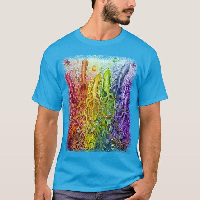 Camiseta de calamares arcoíris entrelazados (Anverso)