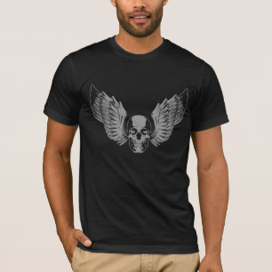 Camiseta De Calavera De Ala Gris