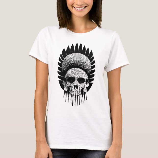 Camiseta De Calavera Negra Y Blanca De La India (Anverso)