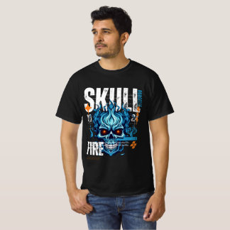 Camiseta de calle con cráneo de llama azul - Edgy