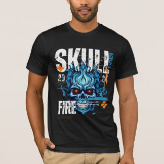 Camiseta de calle con cráneo de llama azul - Edgy