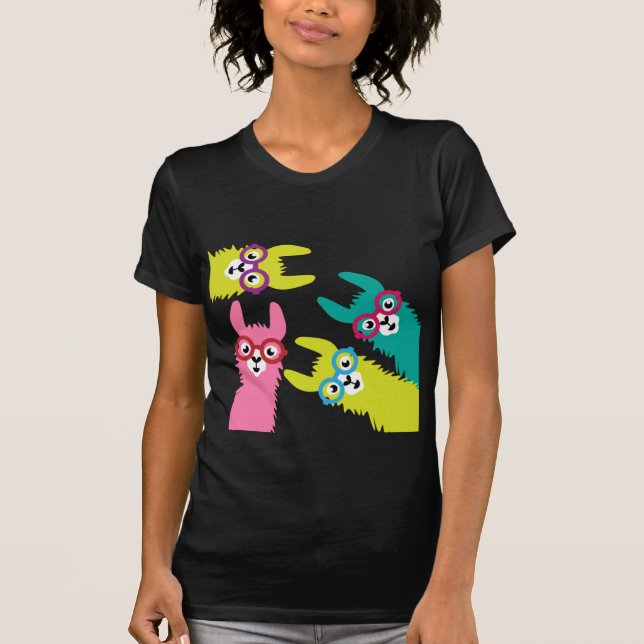 Camiseta de camélido colorido llamada drama (Anverso)