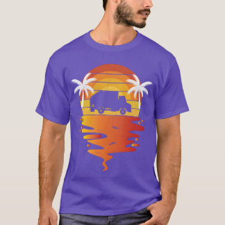 Camiseta de camión de basura puesta del sol retro 
