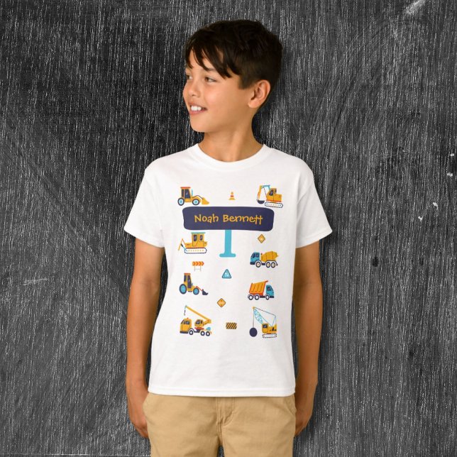 Camiseta de camión de construcción personalizada p (Personalized Construction Truck T-Shirt for Boys)
