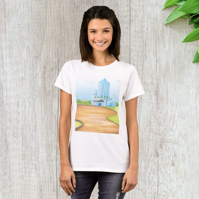 Camiseta de camiseta de mujeres del edificio azul  (Subido por el creador)