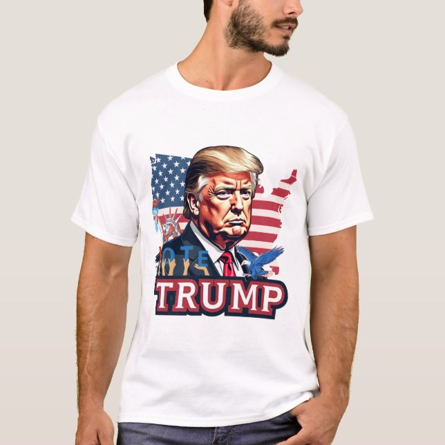Camiseta de campaña de Donald Trump contra preside (Anverso)