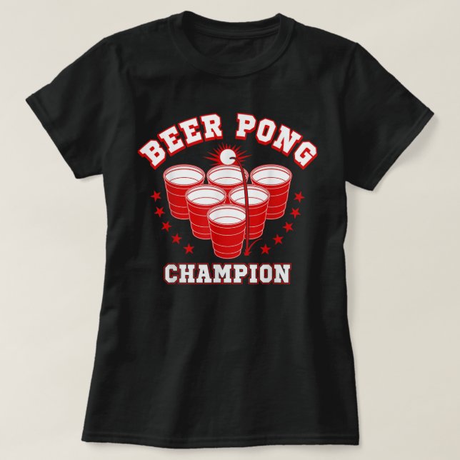 Camiseta de Campeón de Beer Pong divertida (Diseño del anverso)