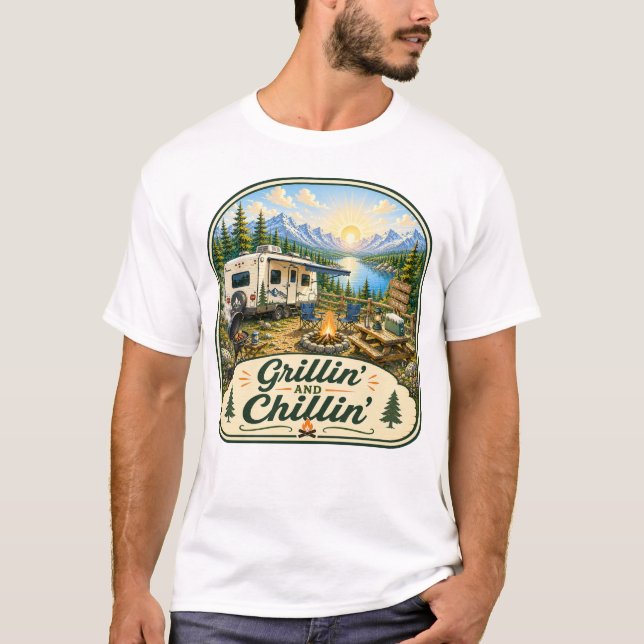 Camiseta de camping 'Grillin' & Chillin' (Anverso)