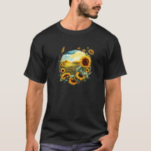 camiseta de campo de girasol vibrante