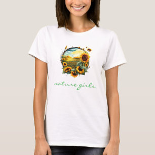 camiseta de campo de girasol vibrante
