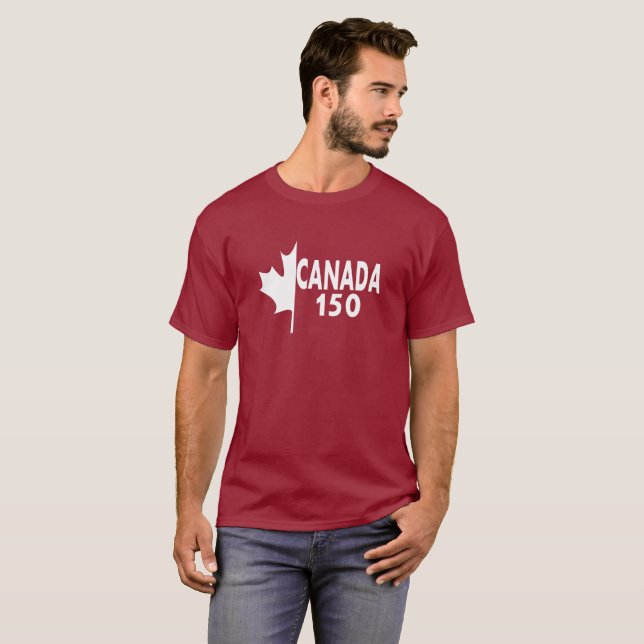 Camiseta de Canadá 150 (blanca en rojo) (Anverso completo)