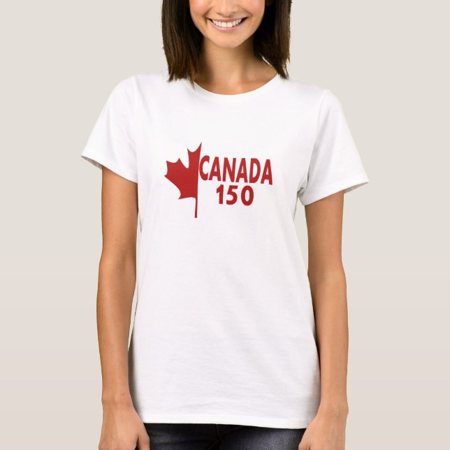 Camiseta de Canadá 150 de las mujeres (blanca en (Anverso)