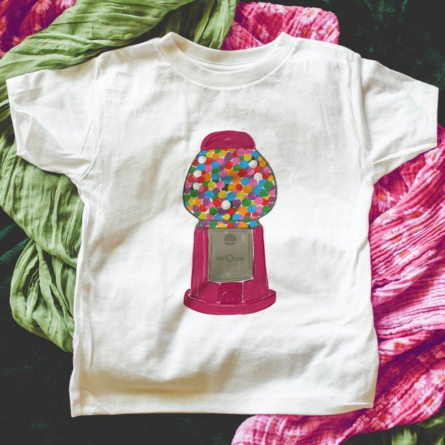 Camiseta De Candy Bubble Gum De Máquina De Gumbal  (Pink gumball candy machine kids t-shirt.)