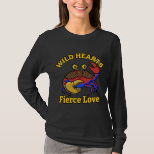 Camiseta de cangrejo con corazones salvajes y amor