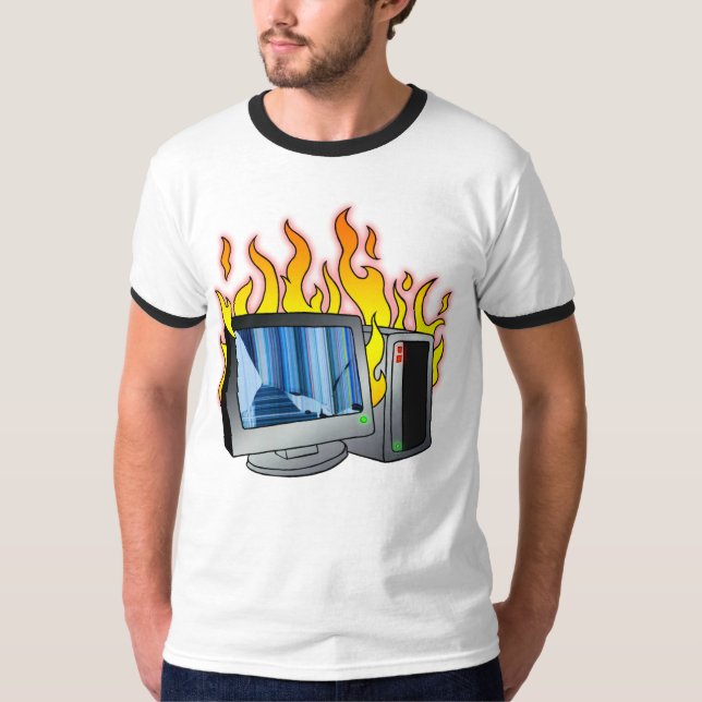 Camiseta de cantante básica de bomberos de computa (Anverso)
