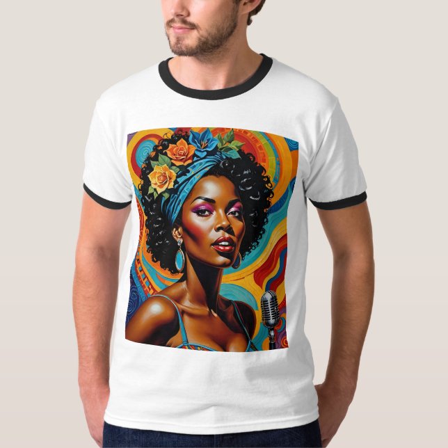 Camiseta de cantante de jazz afrocéntrico (Anverso)