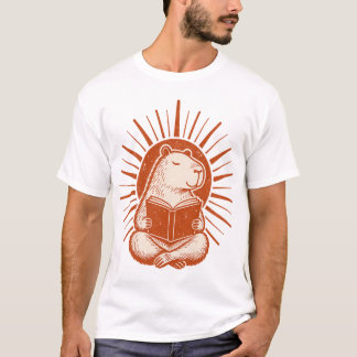 Camiseta de Capibara Leyendo Libro Vintage Retro E