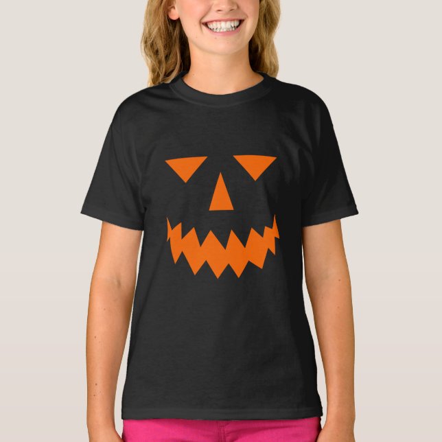 Camiseta de cara de calabaza naranja (niño) (Anverso)