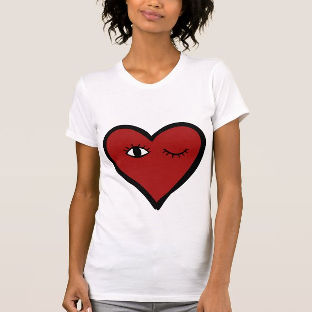 Camiseta de Cara de Corazón de Valentine Love Eyes (Anverso)