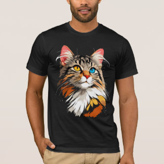 Camiseta de Cara de Gato a Todo Color | Unissex Fe