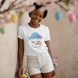 Camiseta de cara de muñeco de nieve con sombrero a