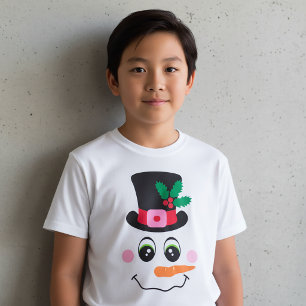 Camiseta de cara de muñeco de nieve con sombrero p