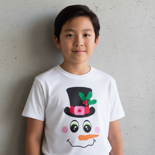 Camiseta de cara de muñeco de nieve con sombrero p (Subido por el creador)