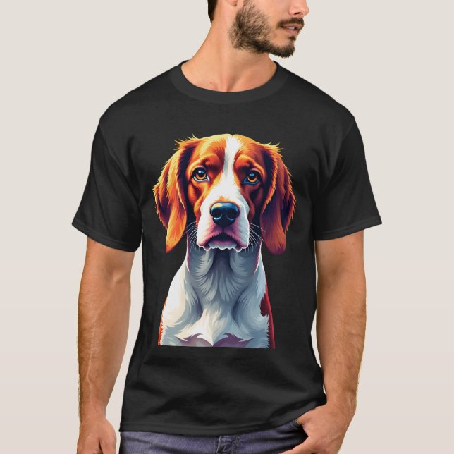 Camiseta de cara de perro de Brittany Spaniel fran (Anverso)