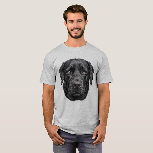 Camiseta de cara de perro Labrador Retriever negro (Anverso completo)