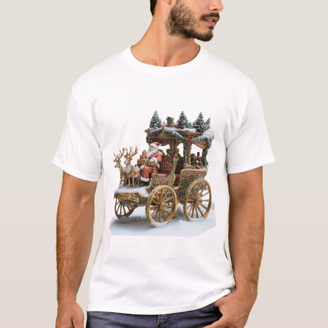 Camiseta de carruaje personalizada de Santa Claus (Anverso)