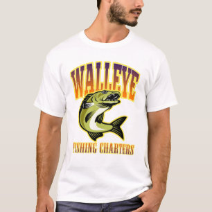 Camiseta de cartas de pesca para hombres retro Wal