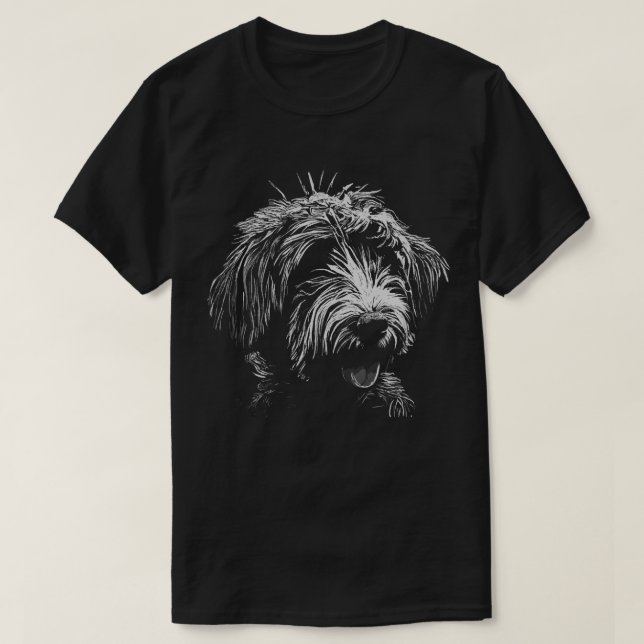Camiseta de cartón negro y blanco para perros agob (Diseño del anverso)