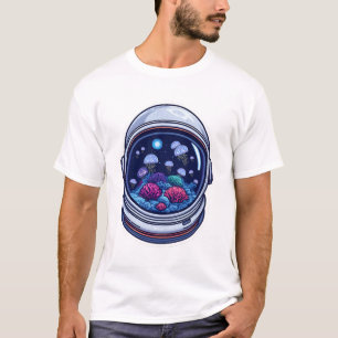 Camiseta de casco de astronauta de acuario cósmico