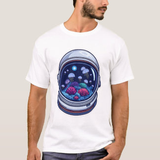 Camiseta de casco de astronauta de acuario cósmico