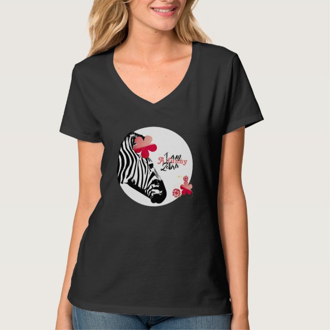 Camiseta de cebra divertida florecida (Anverso)