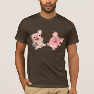 Camiseta de cerditos de dibujos animados bailando 