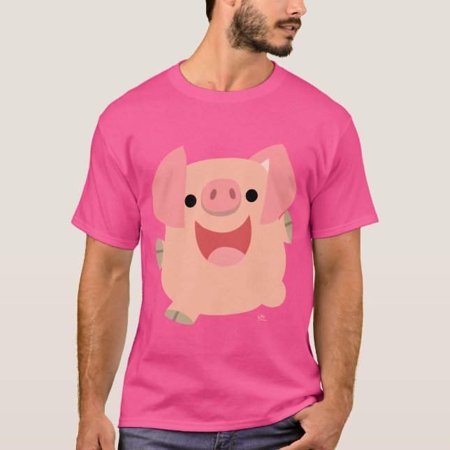 Camiseta de cerdo de dibujos animados alegre (Anverso)