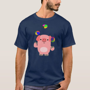 Camiseta de cerdo de dibujos animados jugando mala