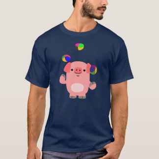 Camiseta de cerdo de dibujos animados jugando mala